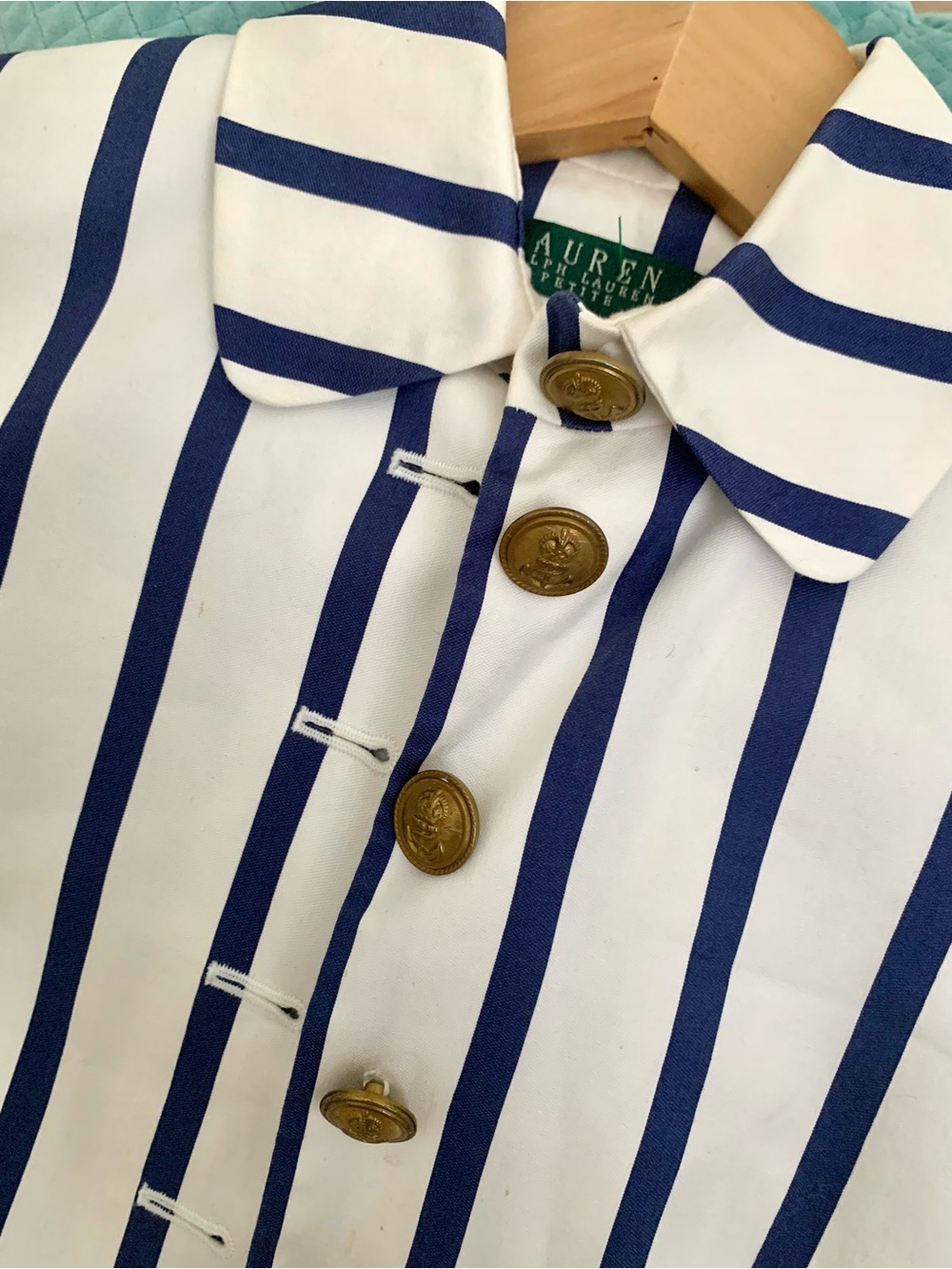 Ralph Lauren Navy Blue & White Nautical Striped Button-Front Jacket Blazer - Picture 4 of 11